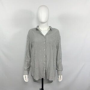 A New Day Shirt Women Striped Grey And White Size L Long Sleeve